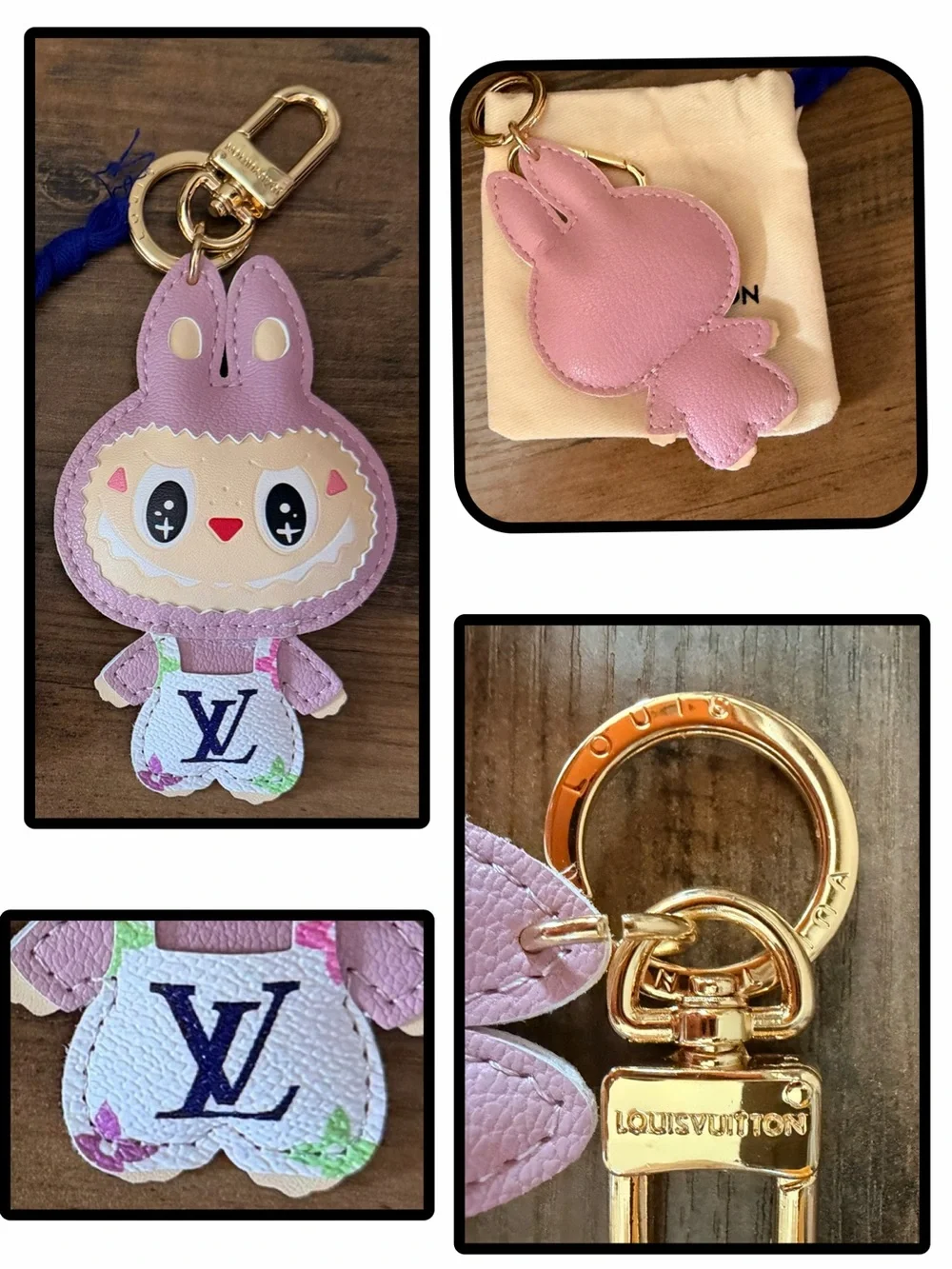 Labubu Designer-Inspired Keychain Bag Charm – Pink or Blue – Handmade Style